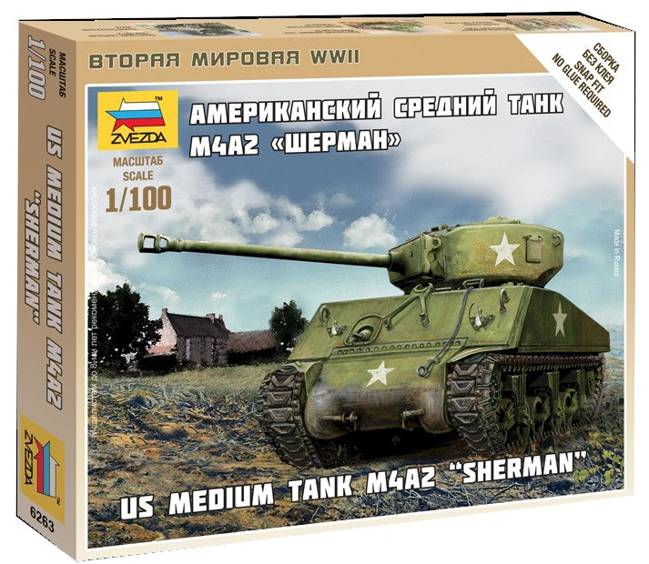 Zvezda 1/100 M4A2 "Sherman" US Medium Tank | Grognard Games