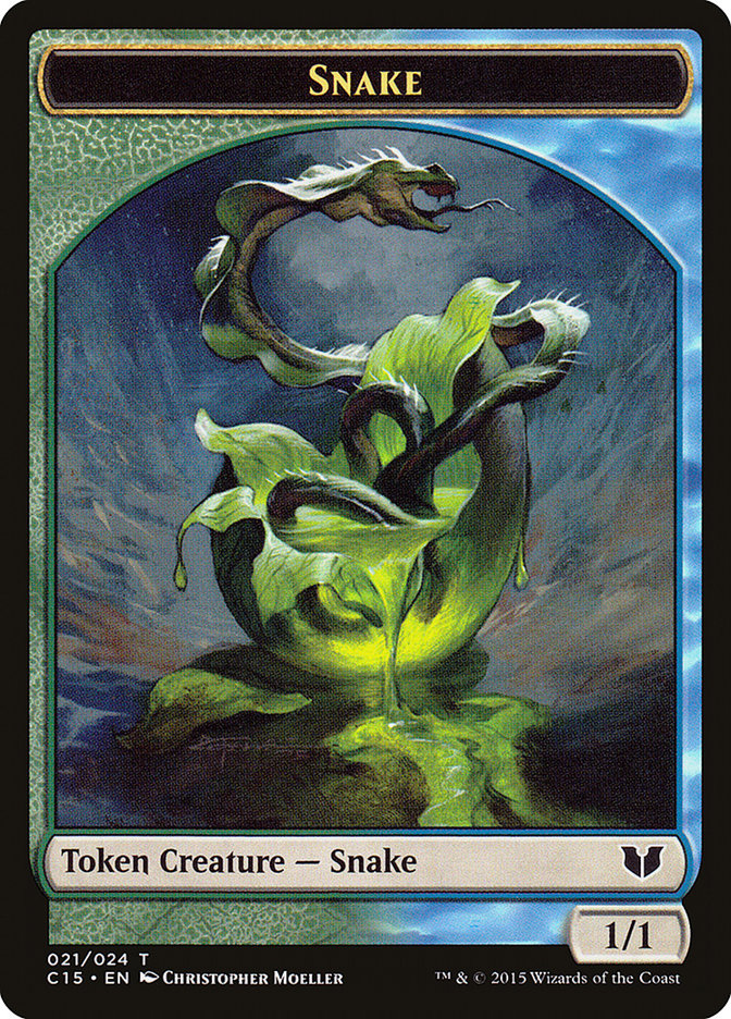 Snake (021) // Saproling Double-Sided Token [Commander 2015 Tokens] | Grognard Games