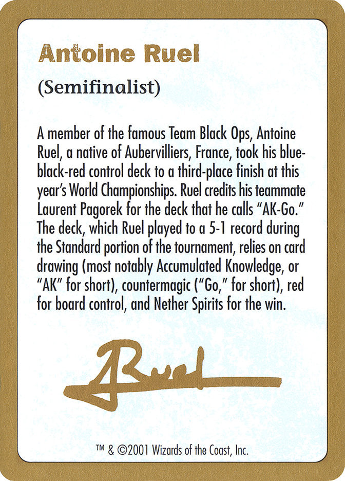 Antoine Ruel Bio [World Championship Decks 2001] | Grognard Games