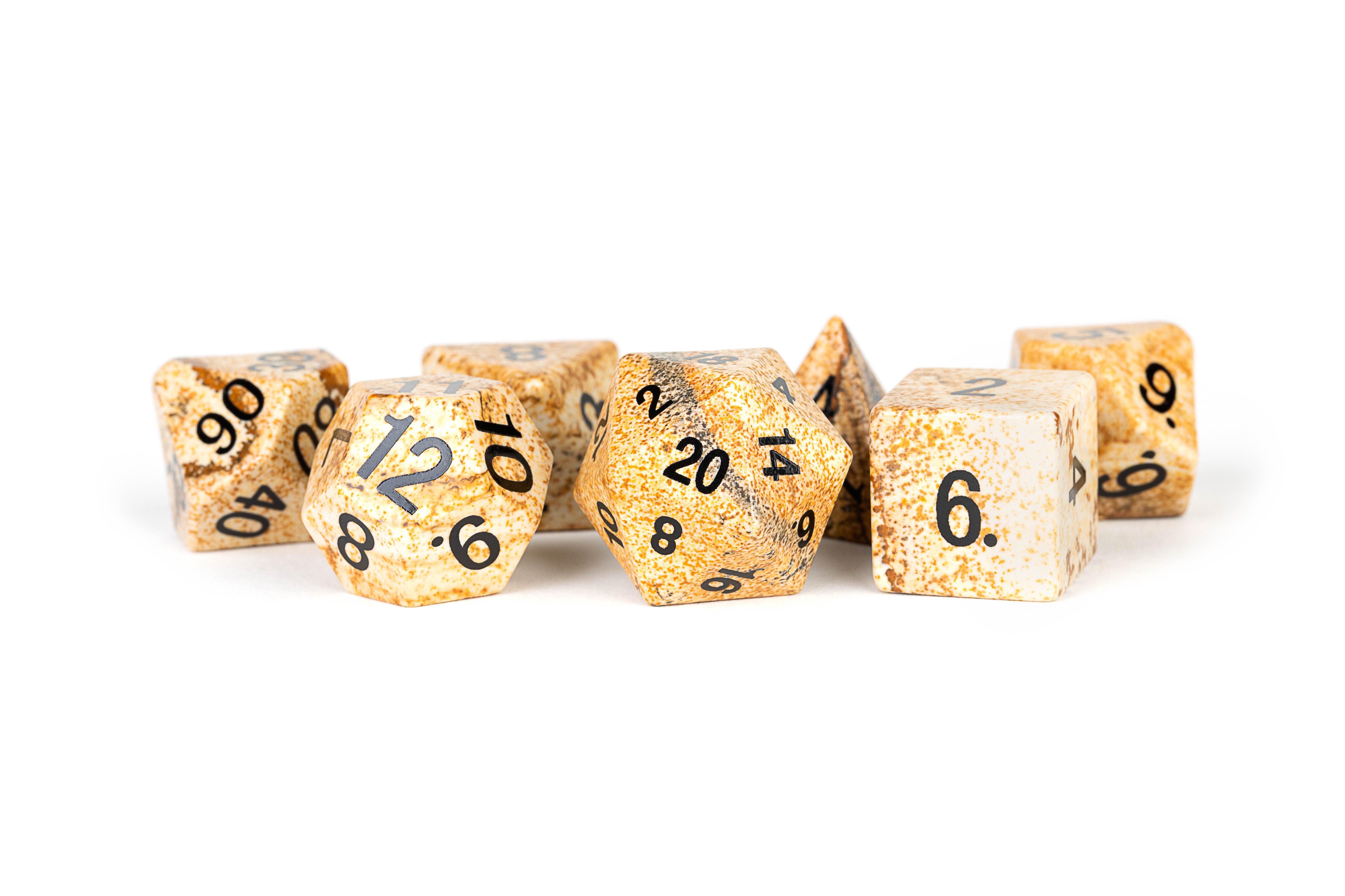 Picture Jasper: Full-Sized 16mm Polyhedral Dice Set | Grognard Games