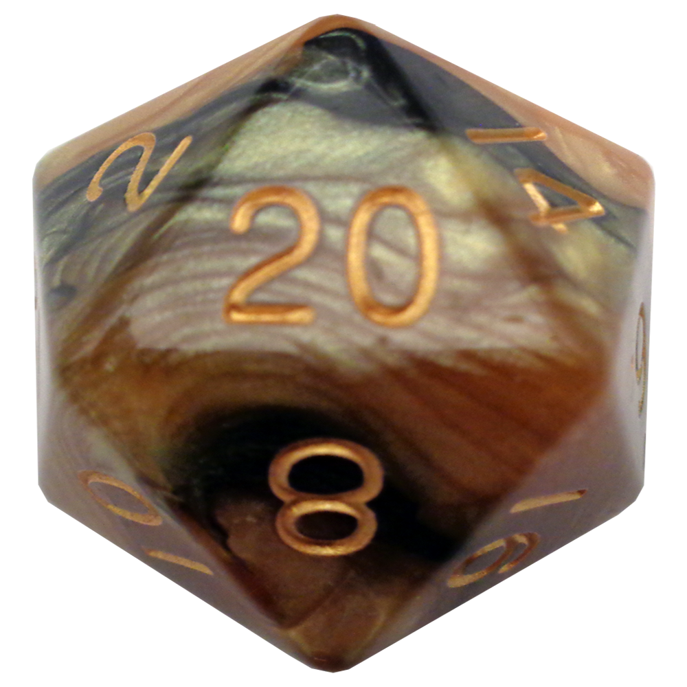 MDG 35mm Acrylic D20 Black/Yellow with Gold numbers | Grognard Games