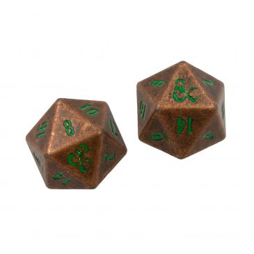DUNGEONS & DRAGONS - HEAVY METAL D20 GREEN AND COPPER POLYHEDRAL SET (2CT) | Grognard Games