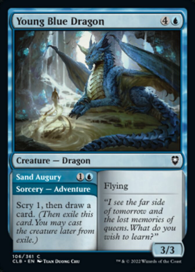Young Blue Dragon // Sand Augury [Commander Legends: Battle for Baldur's Gate] | Grognard Games