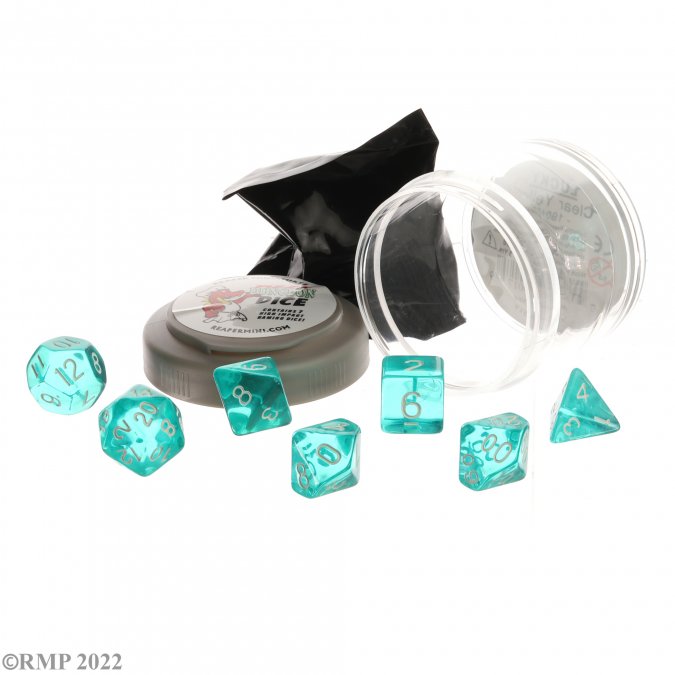 Pizza Dungeon Dice: Lucky Clear Teal | Grognard Games