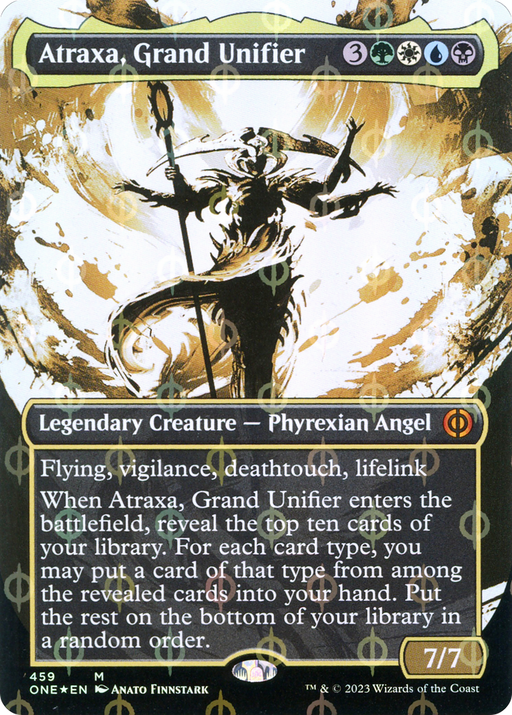 Atraxa, Grand Unifier (Borderless Ichor Step-and-Compleat Foil) [Phyrexia: All Will Be One] | Grognard Games