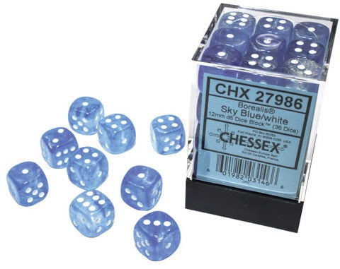 CHX27986 Sky Blue/white 36 D6 set | Grognard Games