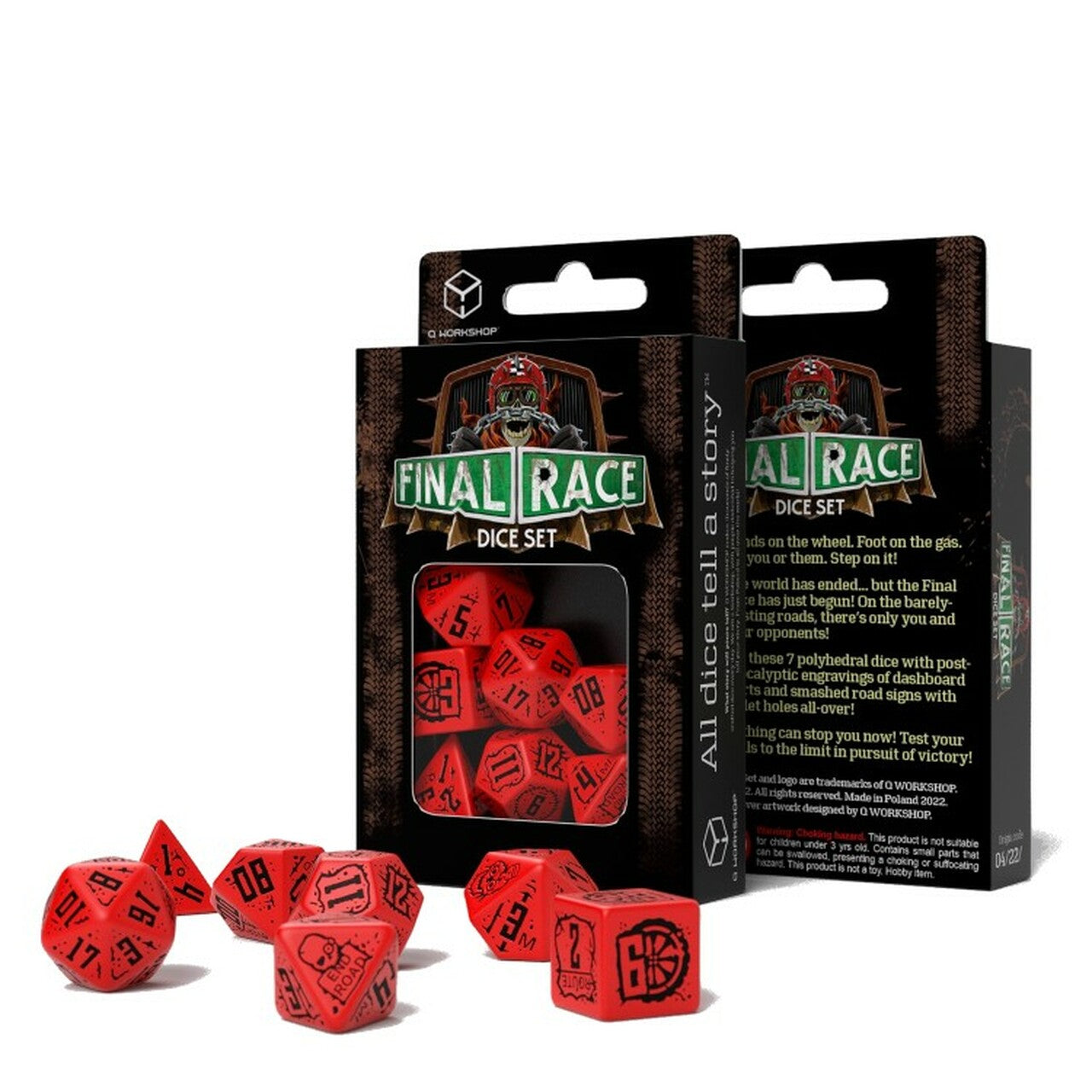 Q Workshop Final Race Dice Set - Red and Black | Grognard Games