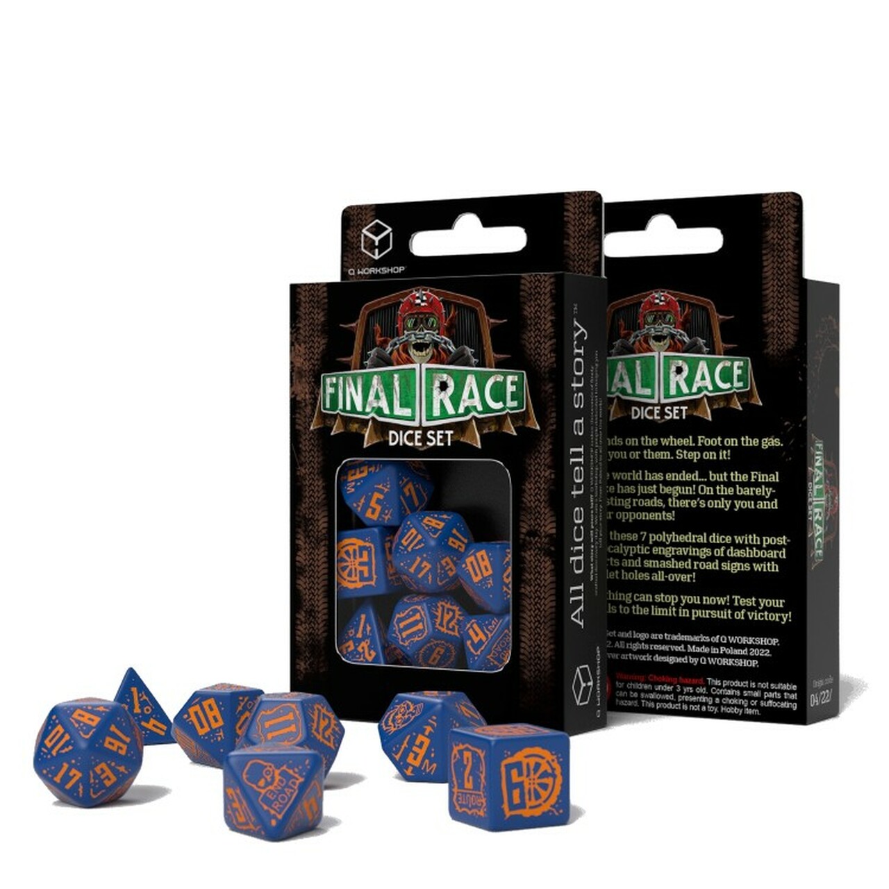 Q Workshop Final Race Dice Set - Blue and Orange | Grognard Games