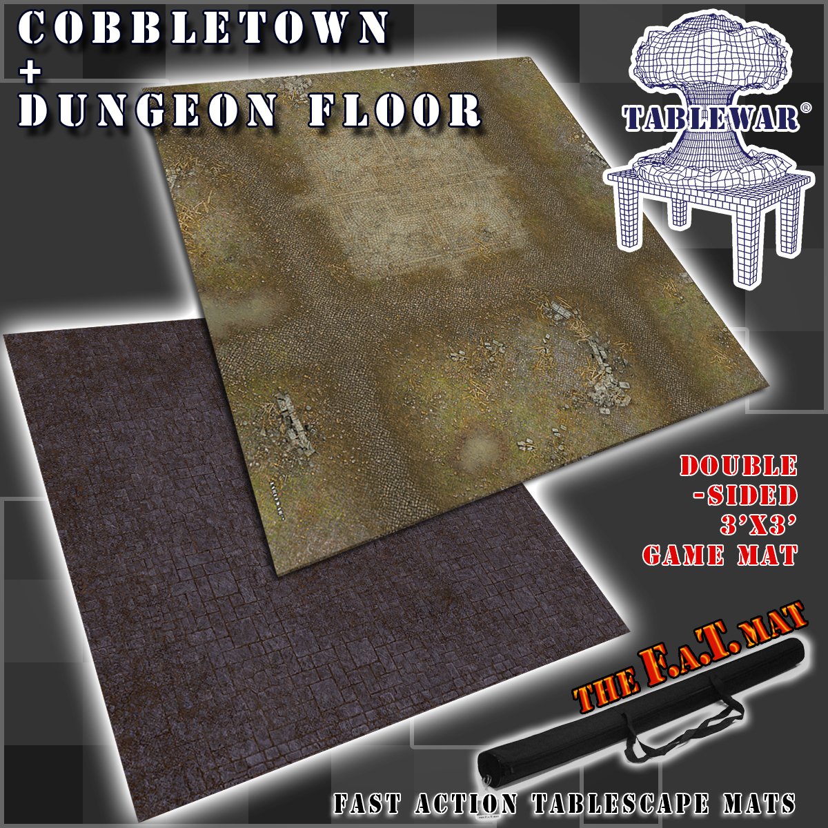FAT Mat Cobbletown + Dungeon Floor 3' x 3' | Grognard Games