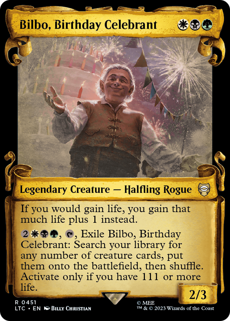 Bilbo, Birthday Celebrant [The Lord of the Rings: Tales of Middle-Earth Commander Showcase Scrolls] | Grognard Games