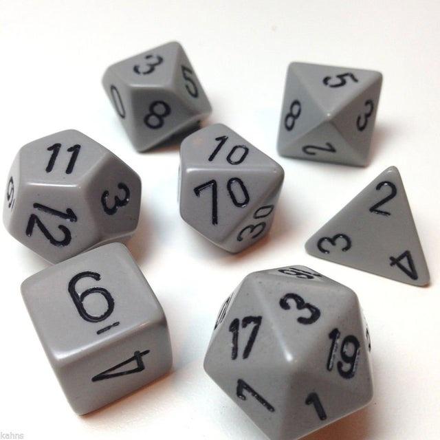 CHX25410 Opaque Grey/Black 7 dice set | Grognard Games