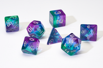 Sirius Blue Aurora Semi-Translucent 7 Dice-set | Grognard Games