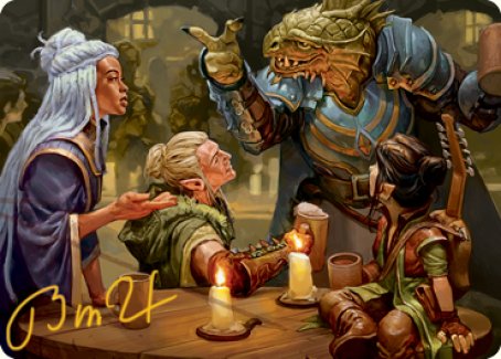 You Meet in a Tavern Art Card (Gold-Stamped Signature) [Dungeons & Dragons: Adventures in the Forgotten Realms Art Series] | Grognard Games