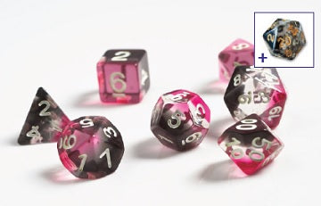 Sirius Dice Pink Clear Black 7 Die Set | Grognard Games