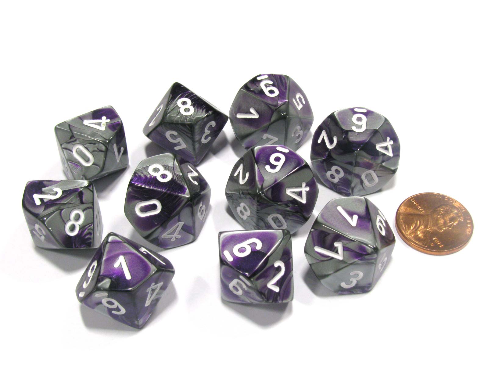 CHX26232 10 D10 Gemini Puple-Steel/white | Grognard Games