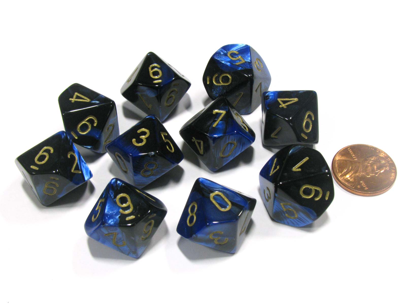 CHX26235 10 D10 Gemini Black-Blue/Gold | Grognard Games