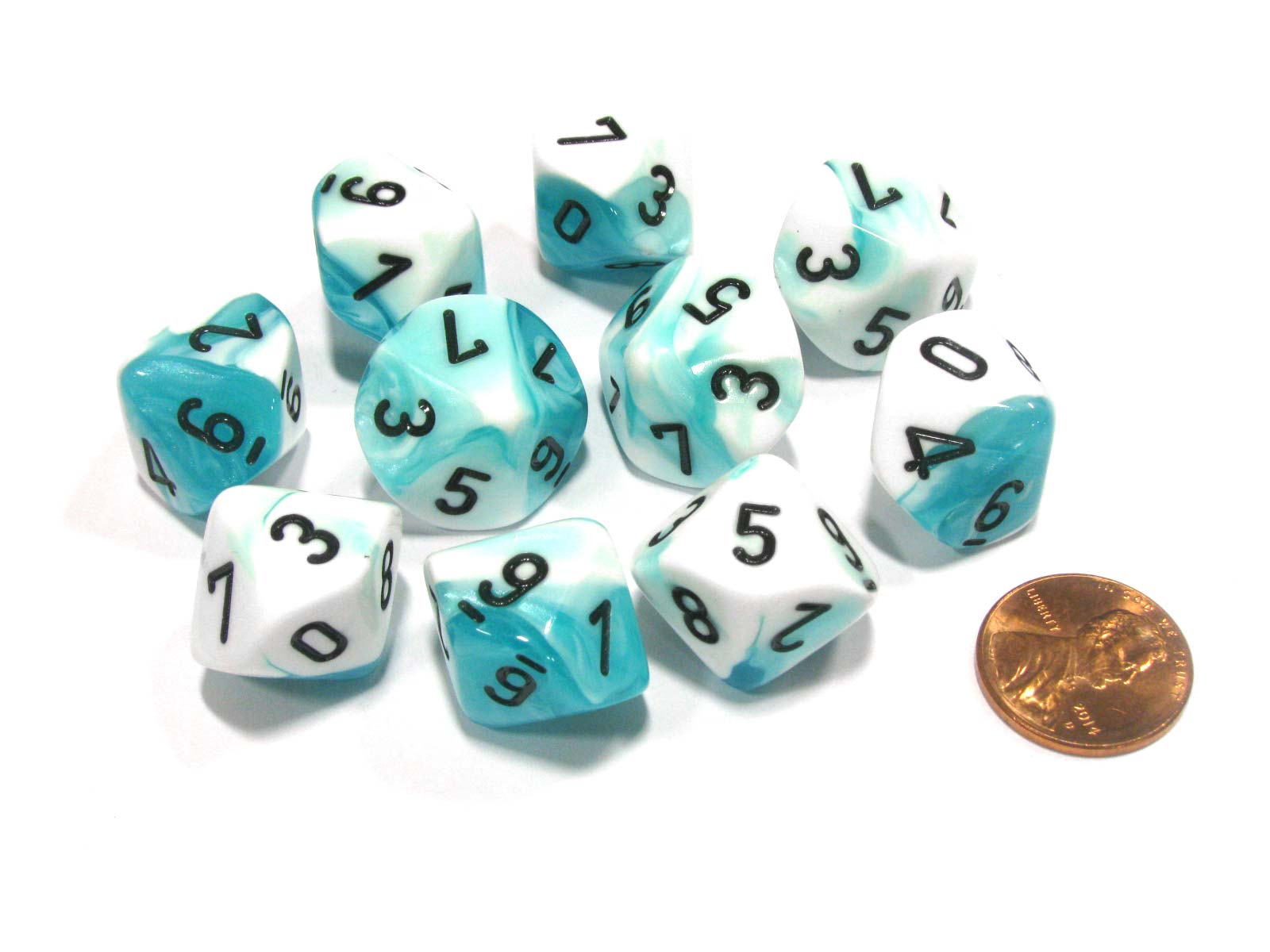 CHX26244 10 D10 Gemini Teal-White/Black | Grognard Games