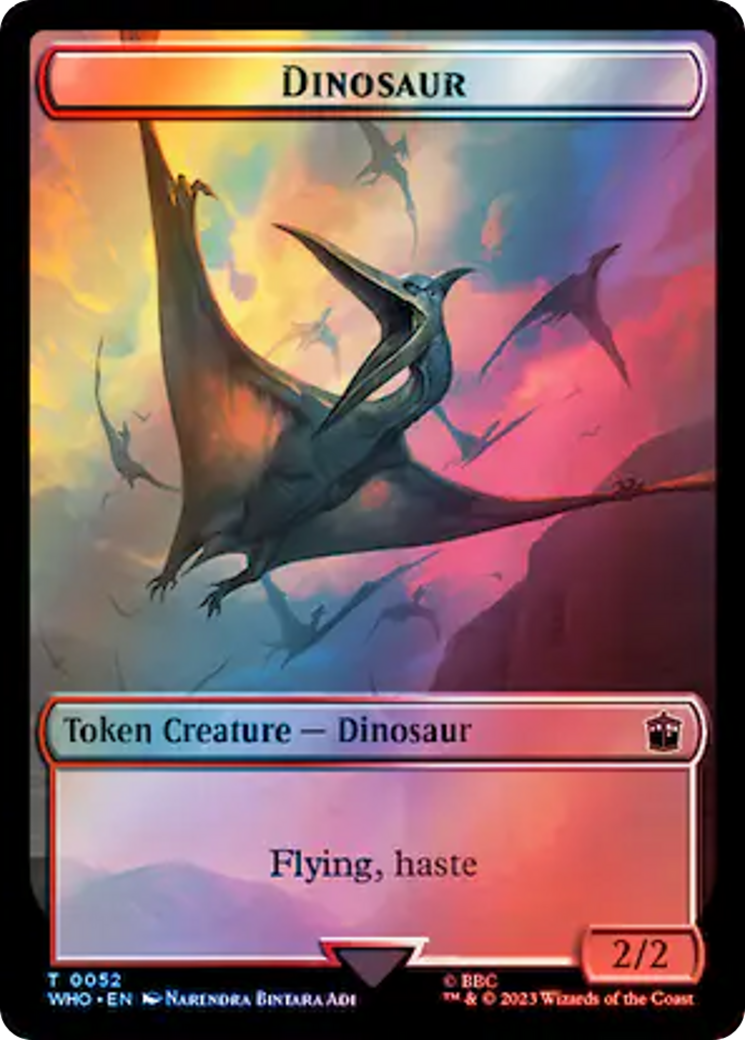 Warrior // Dinosaur Double-Sided Token (Surge Foil) [Doctor Who Tokens] | Grognard Games