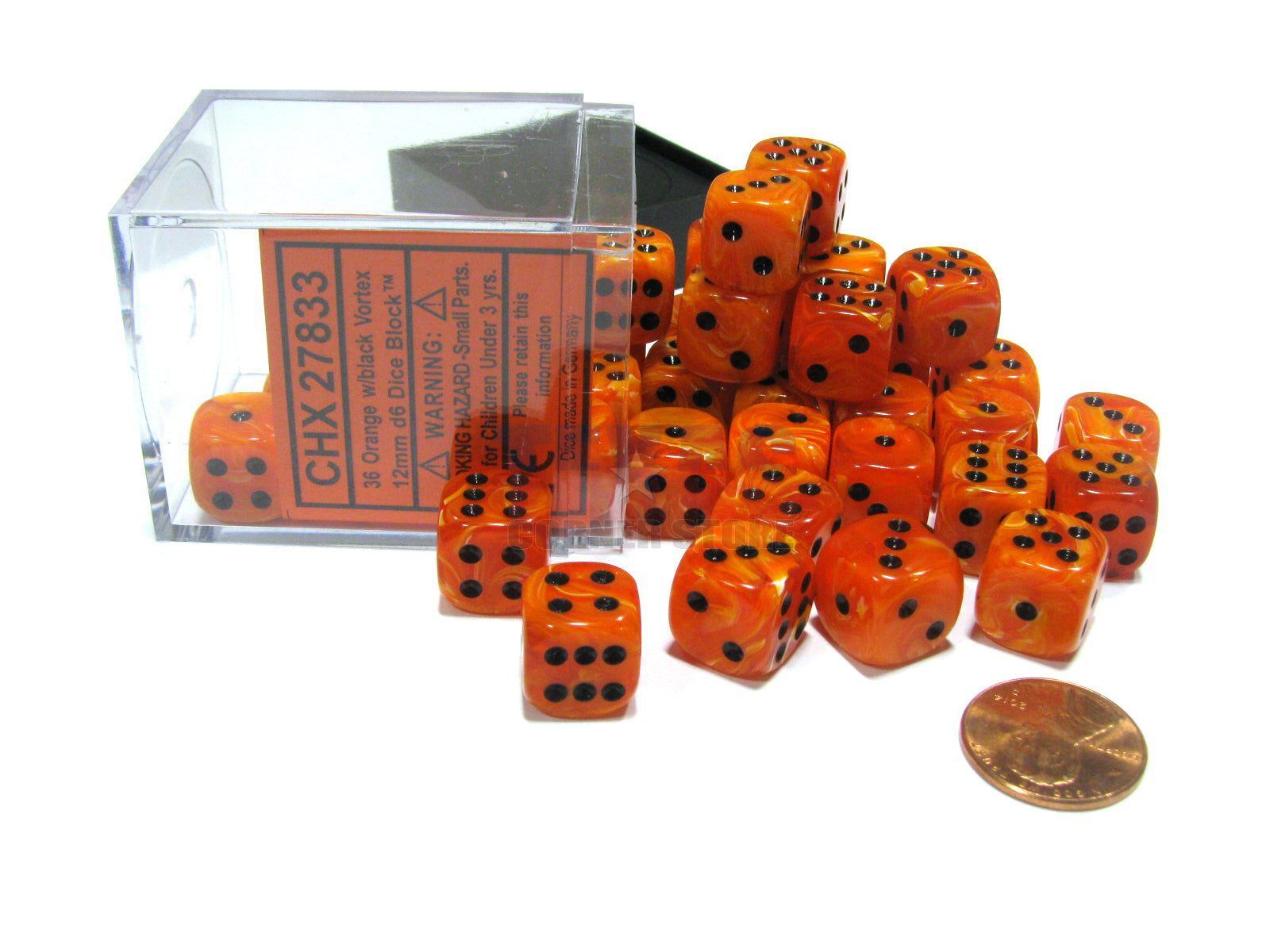 CHX27833 Vortex Orange/Black 36 D6 Set | Grognard Games