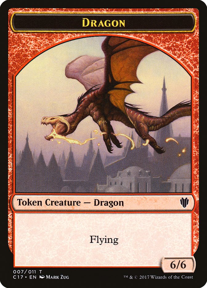 Cat Dragon // Dragon (007) Double-sided Token [Commander 2017 Tokens] | Grognard Games