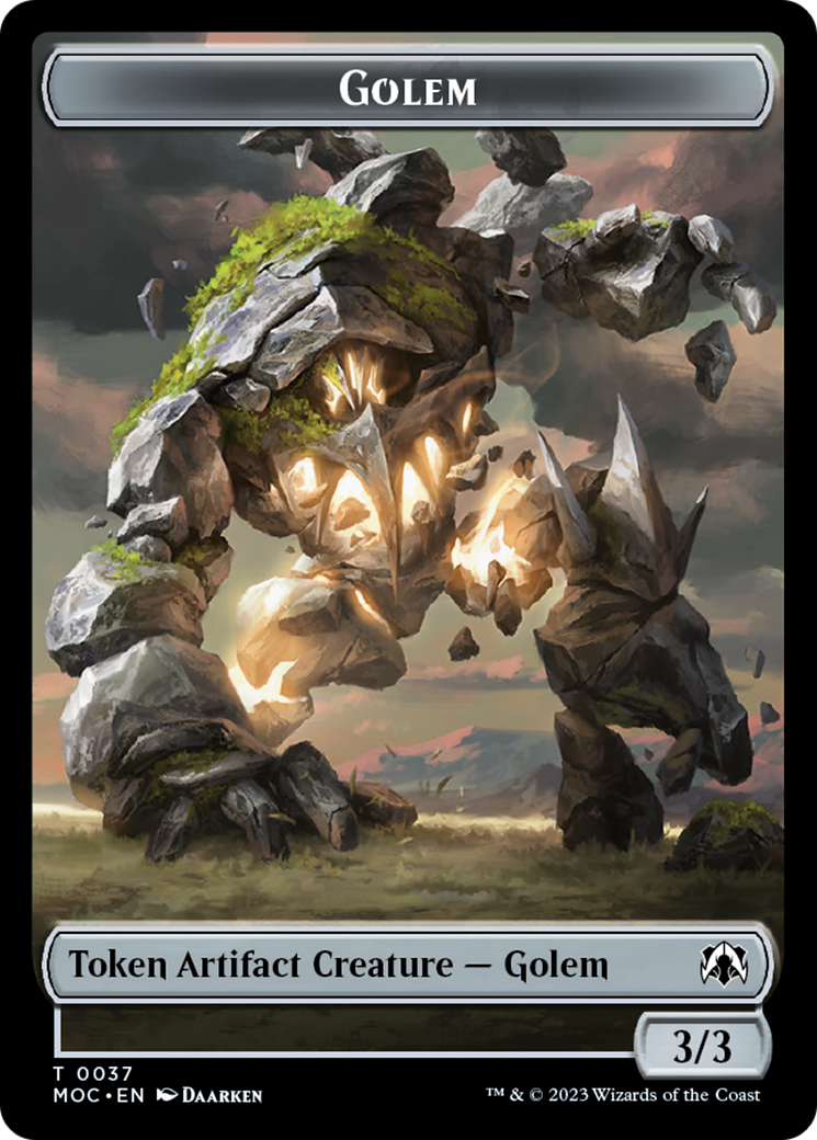 Golem // Blood Double-Sided Token [March of the Machine Commander Tokens] | Grognard Games