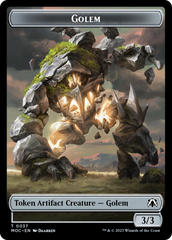 Golem // Clue Double-Sided Token [March of the Machine Commander Tokens] | Grognard Games