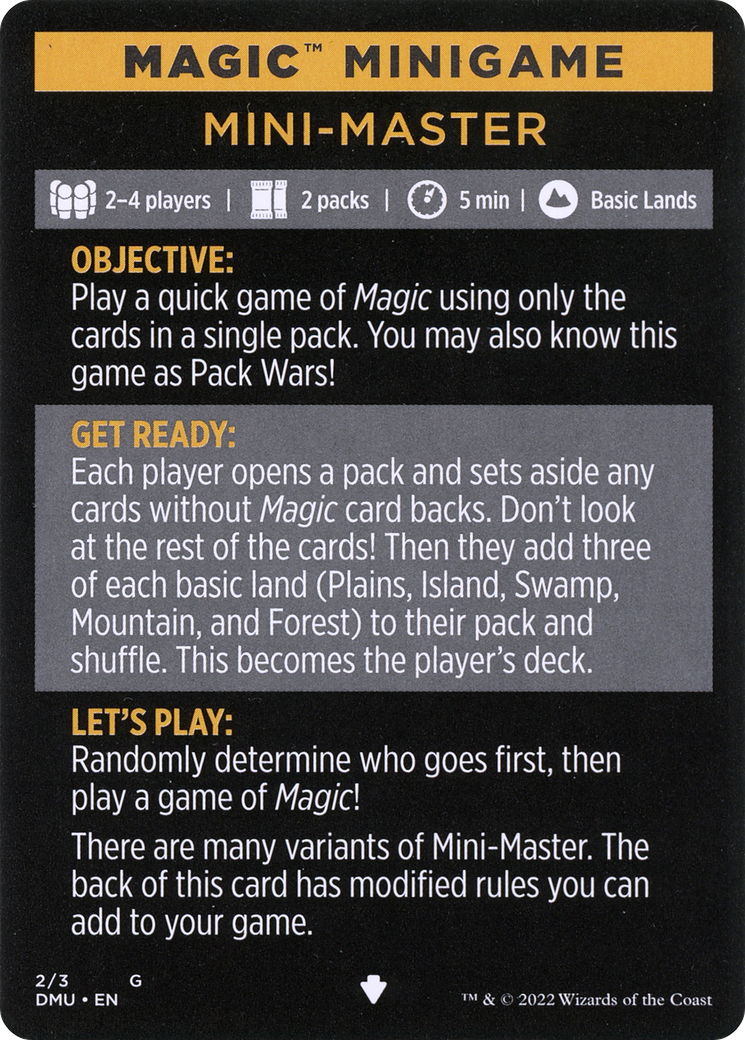 Mini-Master (Magic Minigame) [Commander Legends: Battle for Baldur's Gate Minigame] | Grognard Games