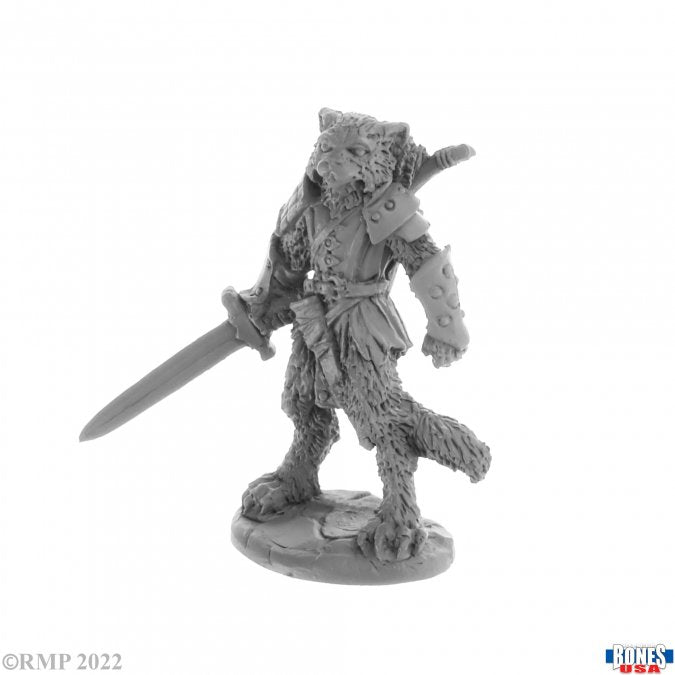 Bones 30058 CATFOLK FIGHTER, MAL | Grognard Games