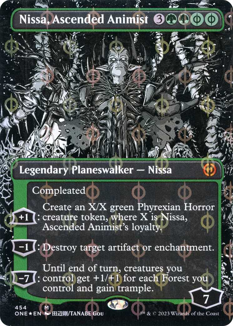 Nissa, Ascended Animist (Borderless Manga Step-and-Compleat Foil) [Phyrexia: All Will Be One] | Grognard Games