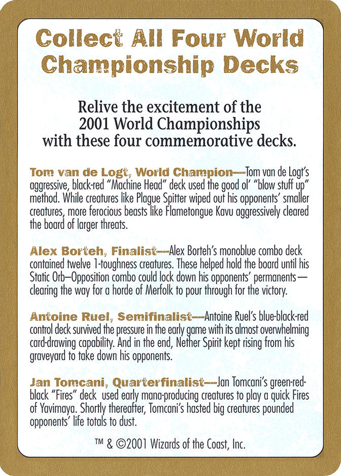 2001 World Championships Ad [World Championship Decks 2001] | Grognard Games