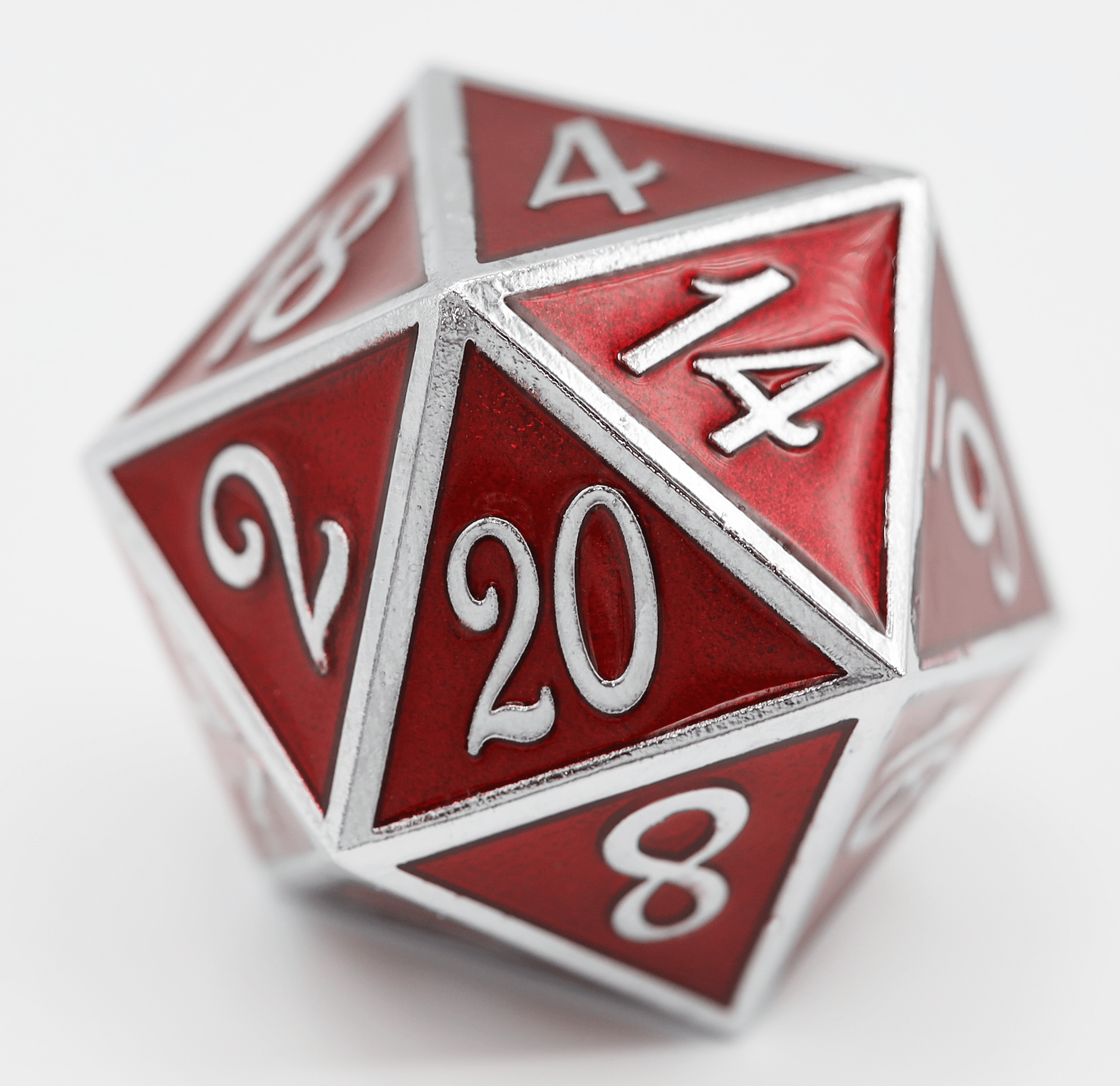 D20 SILVER WITH RUBY - 35MM EXTRA LARGE | Grognard Games