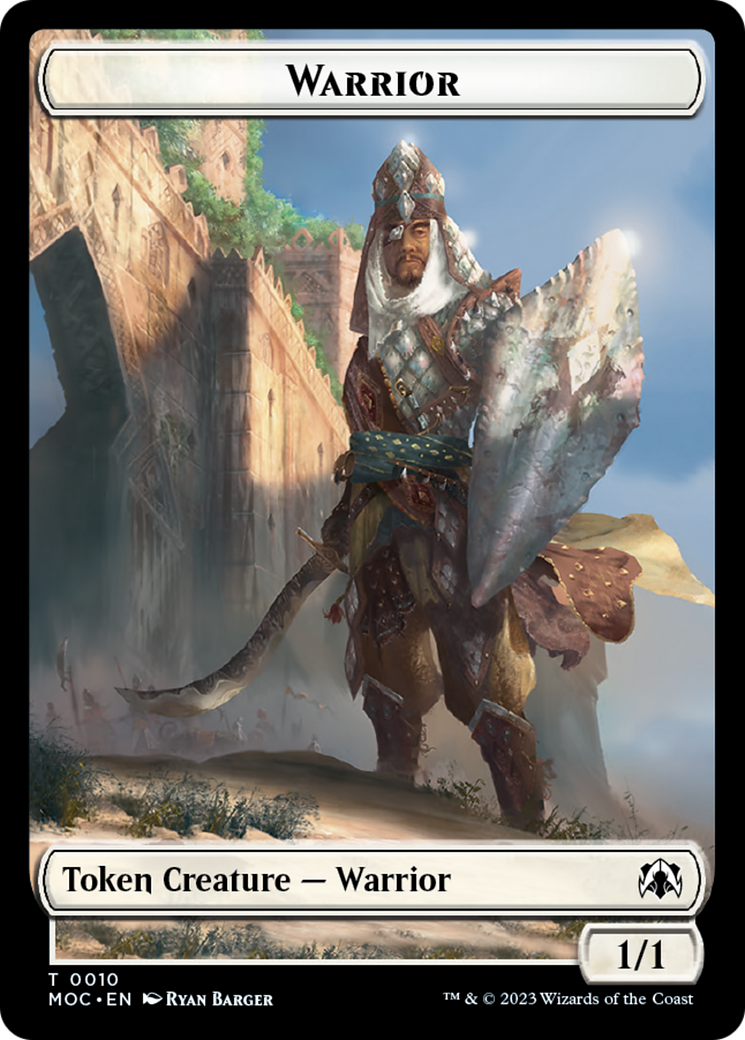 Warrior // Elspeth, Sun's Champion Emblem Double-Sided Token [March of the Machine Commander Tokens] | Grognard Games