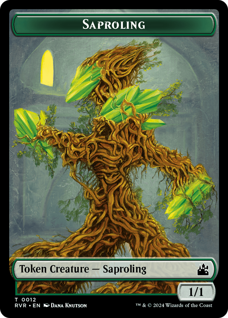 Saproling // Dragon Double-Sided Token [Ravnica Remastered Tokens] | Grognard Games