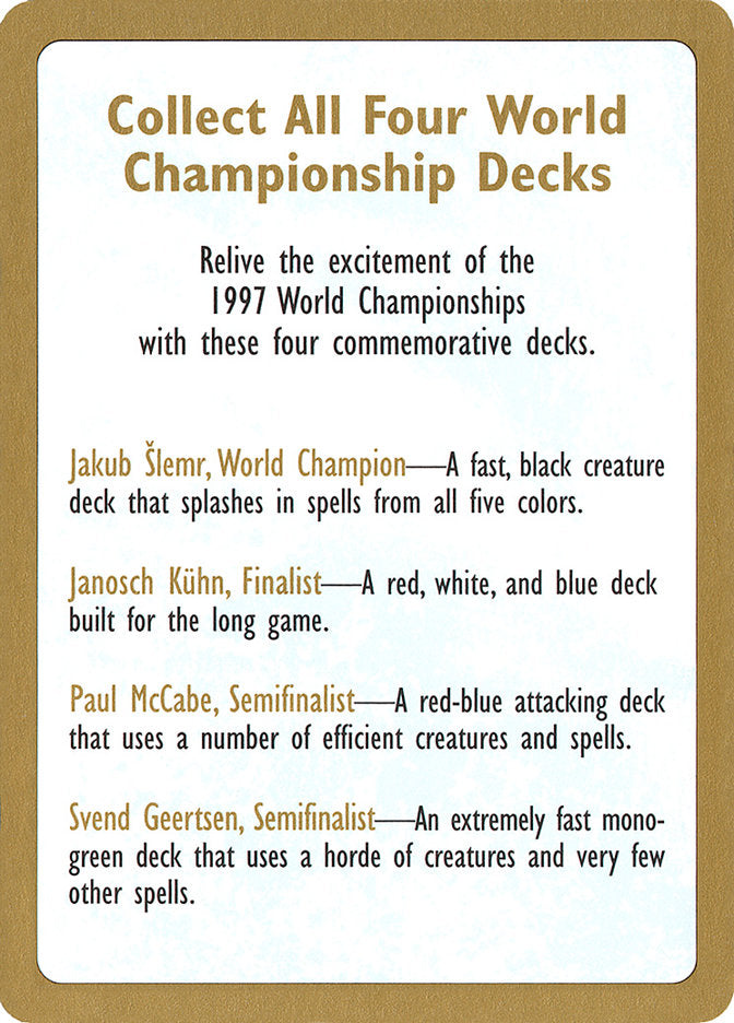 1997 World Championships Ad [World Championship Decks 1997] | Grognard Games