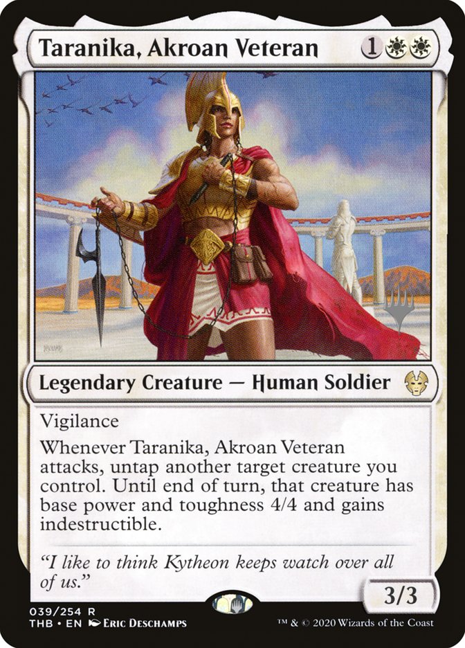 Taranika, Akroan Veteran (Promo Pack) [Theros Beyond Death Promos] | Grognard Games