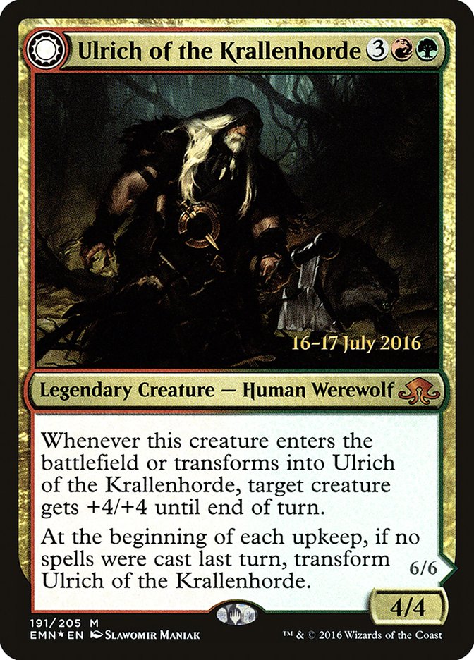 Ulrich of the Krallenhorde // Ulrich, Uncontested Alpha  [Eldritch Moon Prerelease Promos] | Grognard Games
