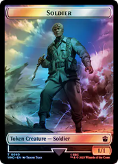 Soldier // Dinosaur Double-Sided Token (Surge Foil) [Doctor Who Tokens] | Grognard Games