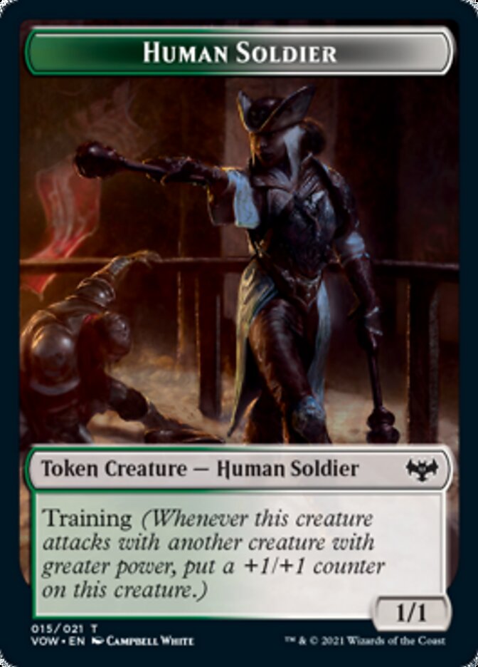 Zombie (008) // Human Soldier Double-sided Token [Innistrad: Crimson Vow Tokens] | Grognard Games