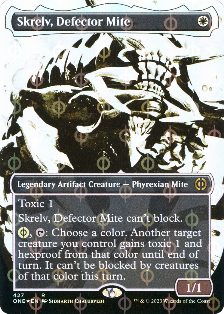 Skrelv, Defector Mite (Borderless Ichor Step-and-Compleat Foil) [Phyrexia: All Will Be One] | Grognard Games