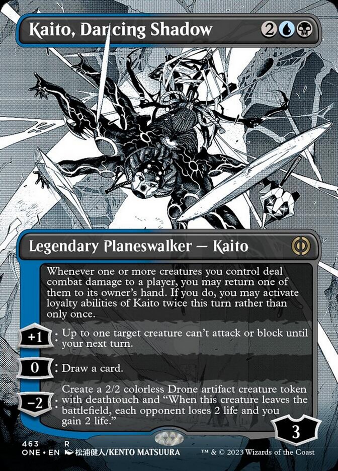 Kaito, Dancing Shadow (Borderless Manga Step-and-Compleat Foil) [Phyrexia: All Will Be One] | Grognard Games