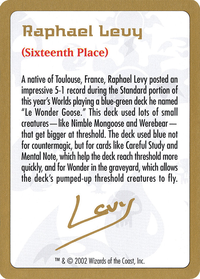 Raphael Levy Bio [World Championship Decks 2002] | Grognard Games