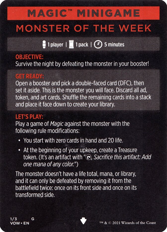 Monster of The Week (Magic Minigame) [Innistrad: Crimson Vow Minigame] | Grognard Games