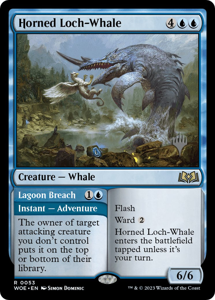 Horned Loch-Whale // Lagoon Breach (Promo Pack) [Wilds of Eldraine Promos] | Grognard Games