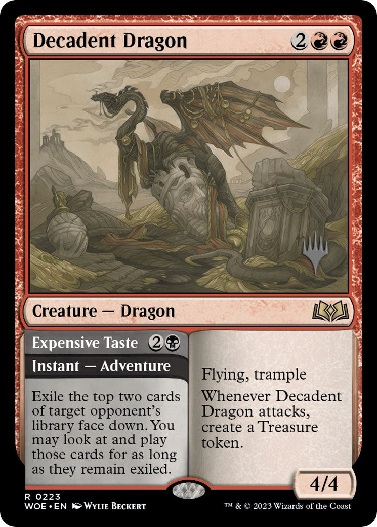 Decadent Dragon // Expensive Taste (Promo Pack) [Wilds of Eldraine Promos] | Grognard Games