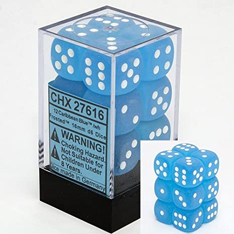 CHX27616 Frosted Blue/white 12 D6 set | Grognard Games