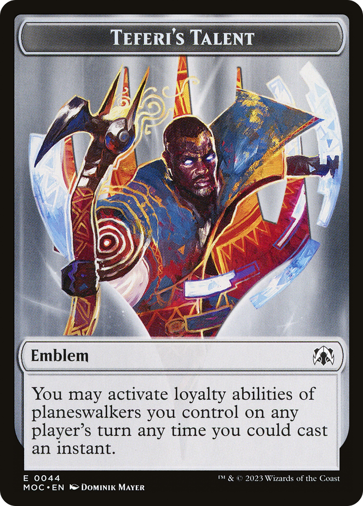 First Mate Ragavan // Teferi's Talent Emblem Double-Sided Token [March of the Machine Commander Tokens] | Grognard Games