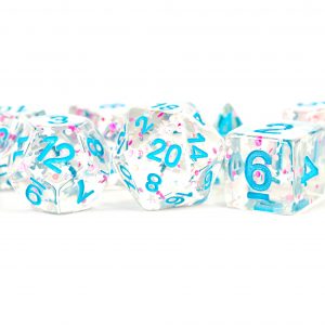 Clear Confetti 16mm Resin Poly Dice Set | Grognard Games