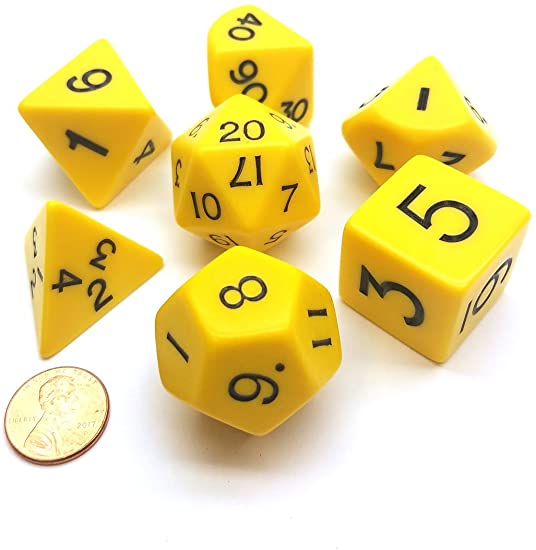 Jumbo Yellow/Black Polyhedral Dice | Grognard Games