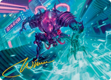 Surgehacker Mech Art Card (Gold-Stamped Signature) [Kamigawa: Neon Dynasty Art Series] | Grognard Games