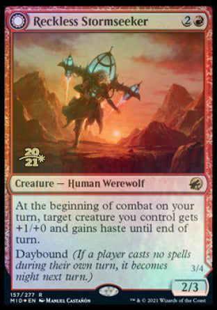 Reckless Stormseeker // Storm-Charged Slasher [Innistrad: Midnight Hunt Prerelease Promos] | Grognard Games